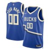 Canotte Uomo Milwaukee Bucks Personalizzate Nike 2024-25 City Edition Blu Swingman